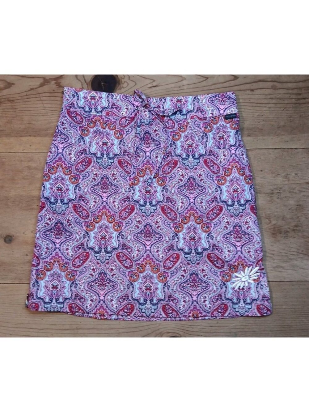 Skhoop Mini Skirt Women L Pink Boho Floral Active Outdoor Lightweight Cotton Zip